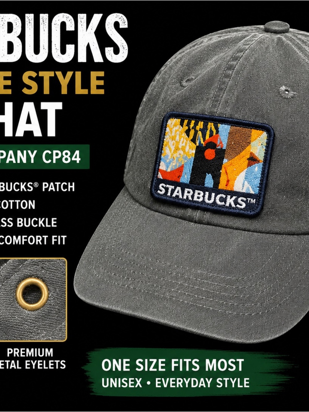 Starbucks Gray Baseball Cap with Multicolor Patch